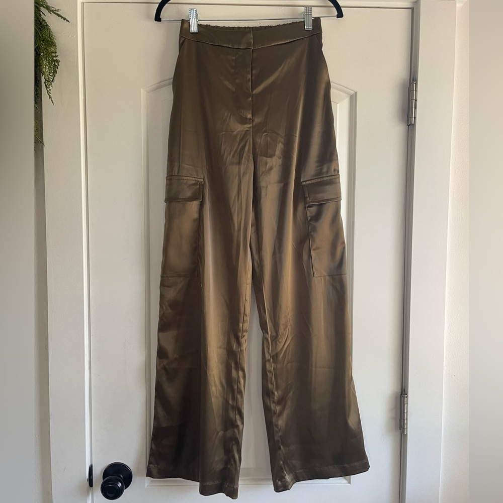 Vici Cargo Satin Pants Khaki - S